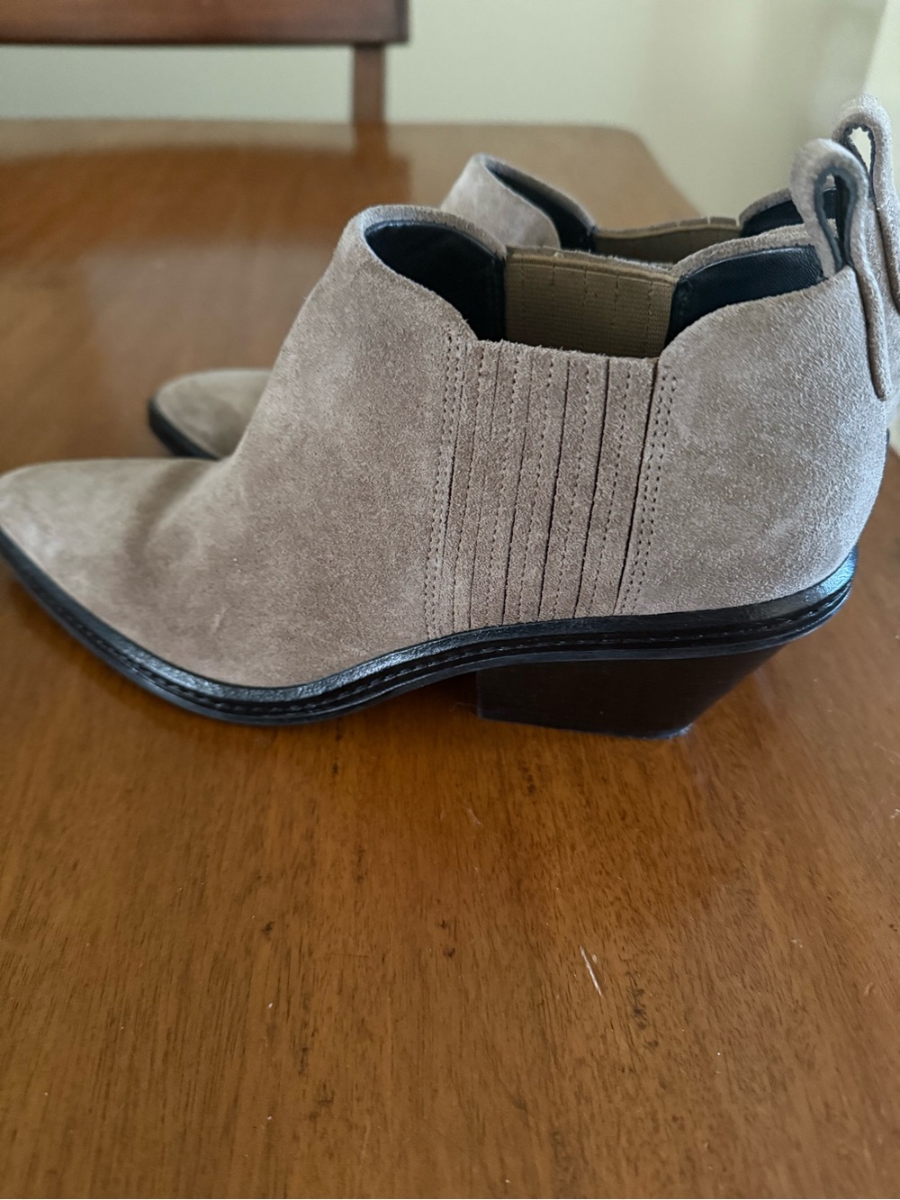 Via Spiga Taupe Suede Chelsea Booties